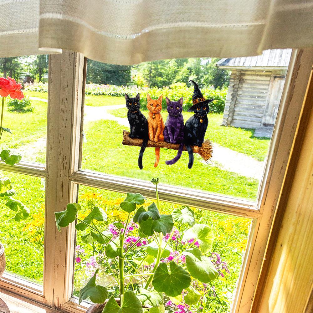 Cartoon Cute Kitten Balcony Glass Window Home Beautification and Decoration Static Electricity Window Stickers