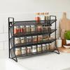 4 Tier Kitchen Spice Rack Carbon Steel Space Saving Spice Bottle Storage Rack Multi-function Seasoning Jar Organizer