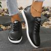 2024 Women's White Soft Leather Casual Sneakers: Spring & Autumn Fashion, Comfortable Soft Sole
