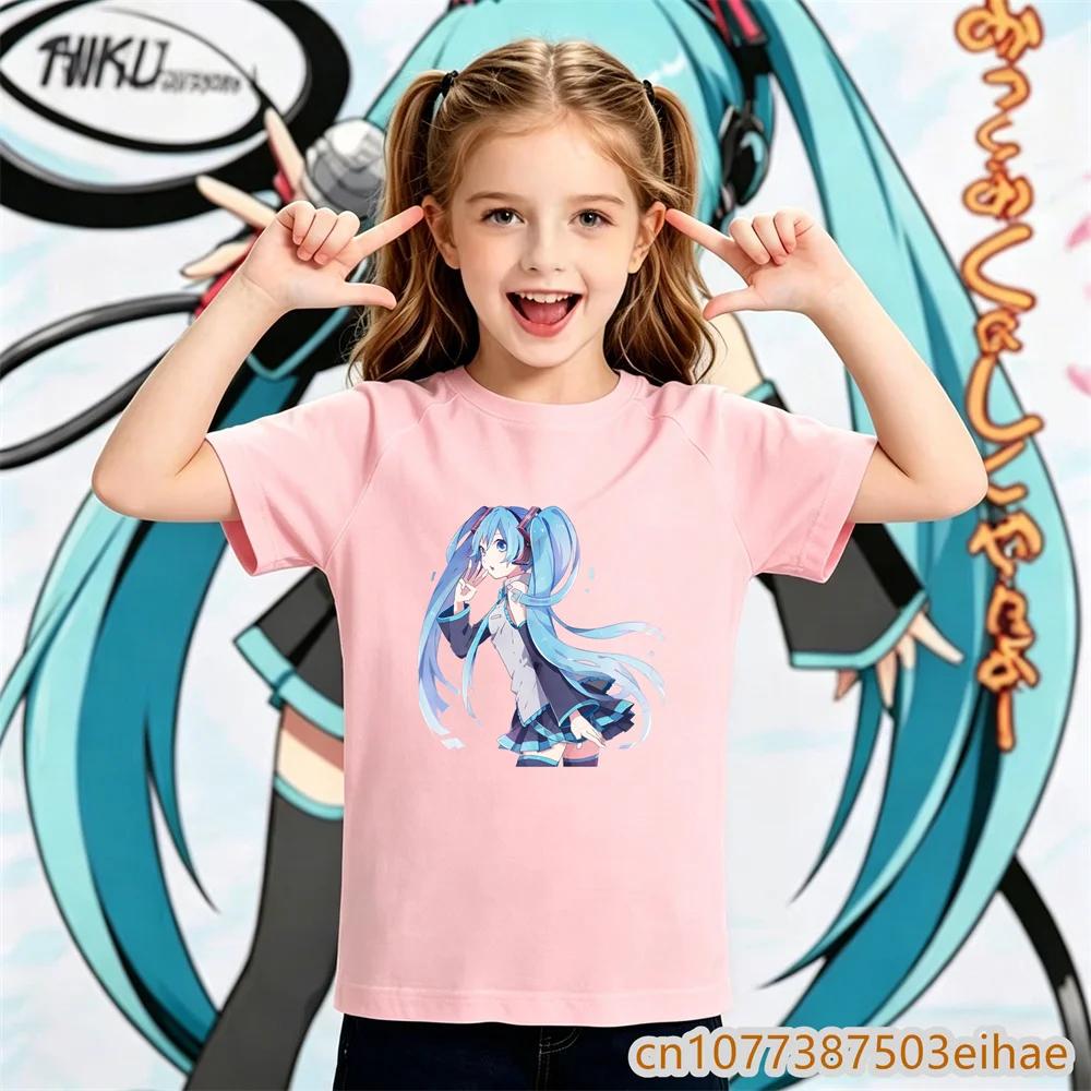 Hatsune Miku Anime Future Peripheral Collaboration Pure Cotton COS Anime Cartoon Printed Boy and Girl New Casual Tshirt