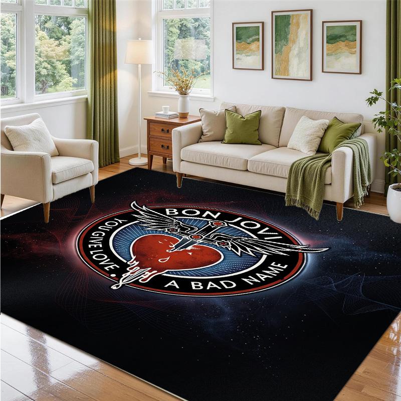 Bon Jovi Design Crystal Velvet Rug Soft Decorative Mat for Bedroom Entrance