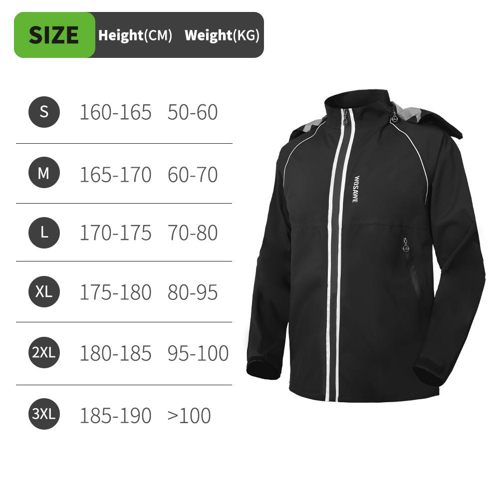 

WOSAWE Унисекс Куртки для хайкинга с капюшоном повышенной видимости Водонепроницаемые Ветрозащитные Велосипедные Ветровки Повседневная дождевая куртка для занятий спортом на открытом воздухе 3XL чёрный