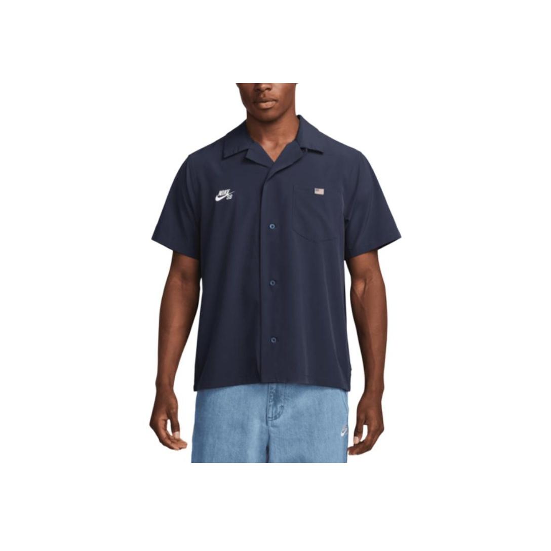 

Nike SB Team USA Short-Sleeve Button-Up Bowler Shirt Obsidian/White Unisex Tops Blue FZ4054-451 XL