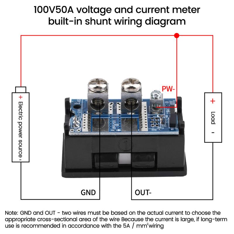 DC7V~100V 20A 50A Voltage Ammeter LED Digital Display High Precision Voltmeter Real Time Monitoring Electrical Instruments