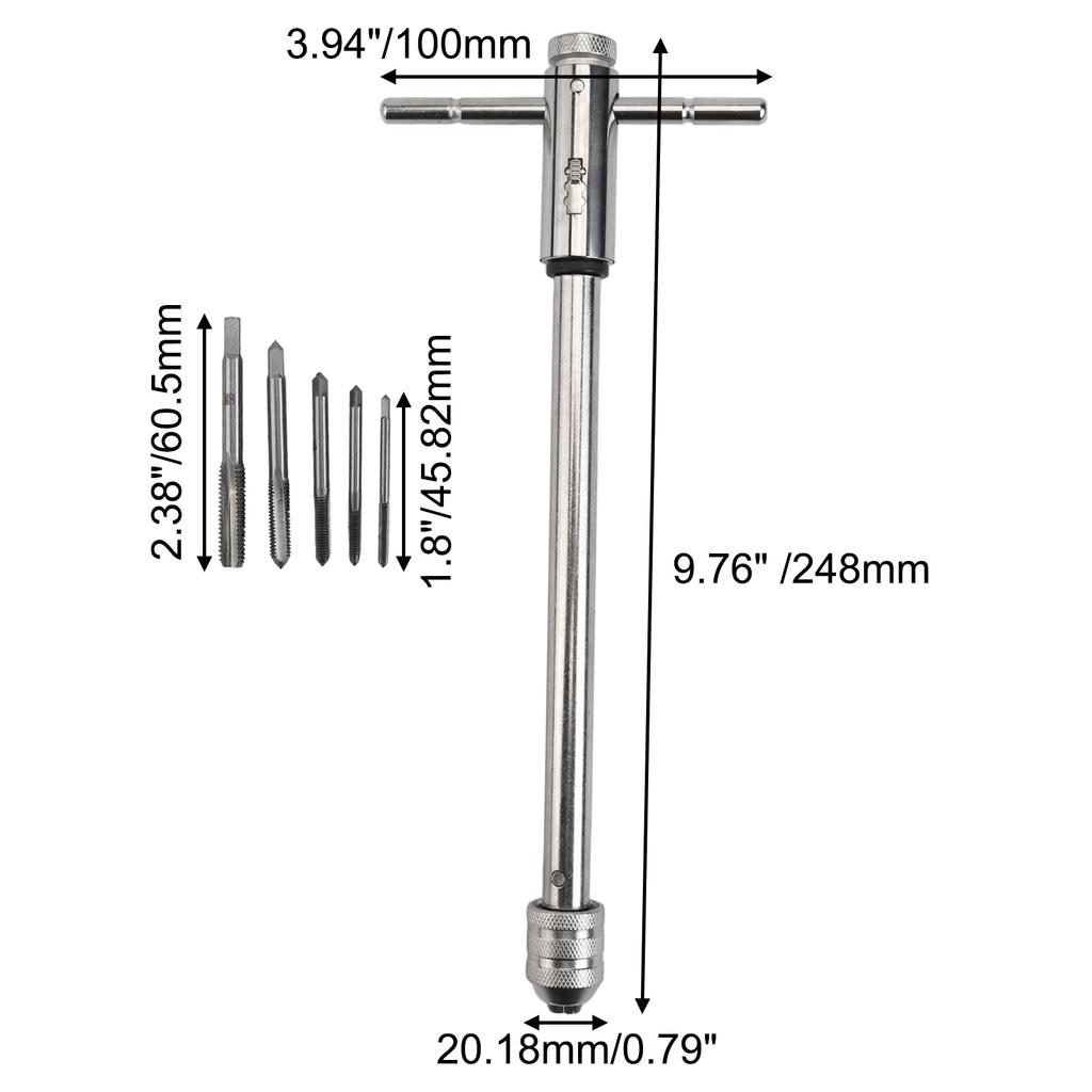 For DIY Projects Heavy Duty Wrench Ratchet Wrench Adjustable Ratchet Tap Wrench Non-slip Grip Portable Tool Versatile Rotation