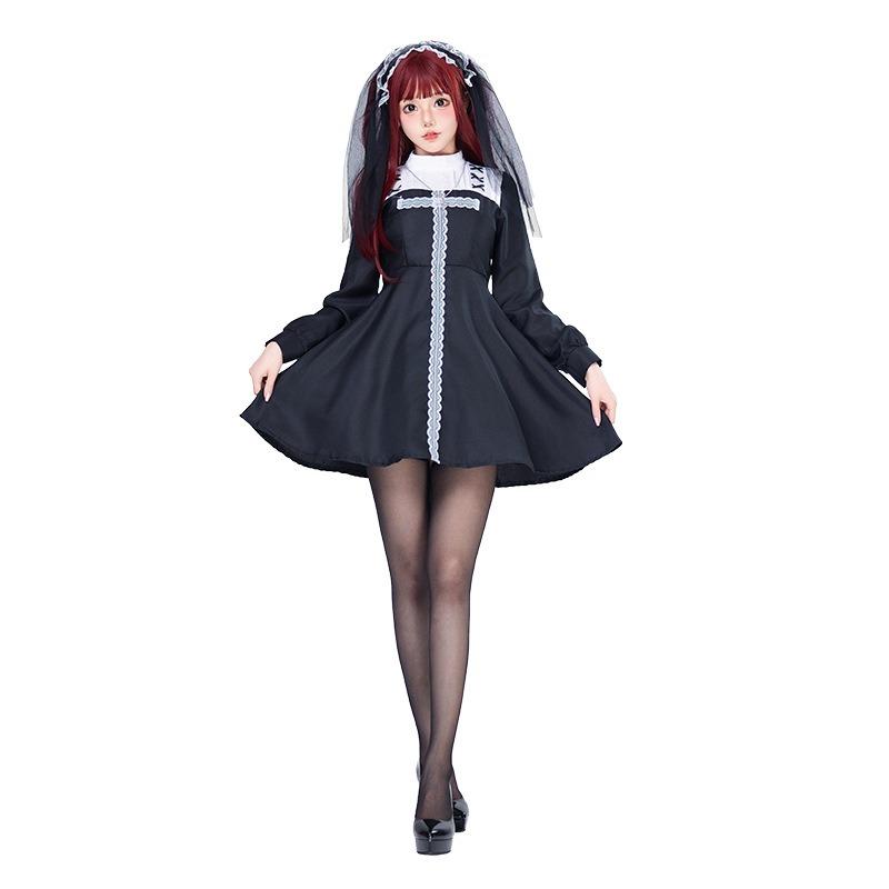 Halloween costume Gothic ghost bride costume Dark wind cross nun witch costume vampire show costume
