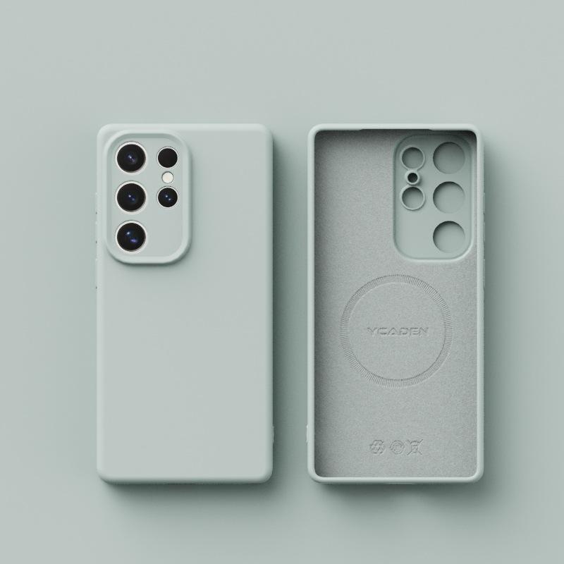 New Samsung S25ulta Liquid Silicone Suitable for S24 Soft Shell Magnetic S23u Full Inclusive Anti Fall Mobile Phone Case Simple