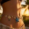 Bohemian Gold Tone Starfish Shell Waist Chain For Women Ocean Inspired Adjustable Body Chain Summer Beachwear