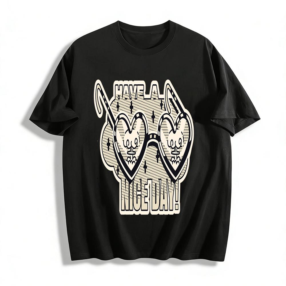 

Vintage Heart Sunglasses Skull Print T-shirt Cool Street Style Unisex Casual Crewneck Top Pure cotton T-shirt XXS