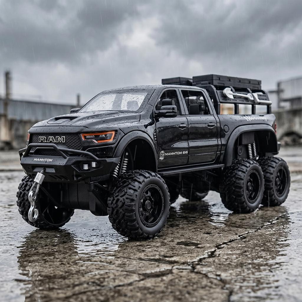 1:24 Dodge Hennessey Mammoth 1000 6x6 Tuned Overlanding Adventure Vehicle High Simulation Home Trendy Ornaments Collection Hobby