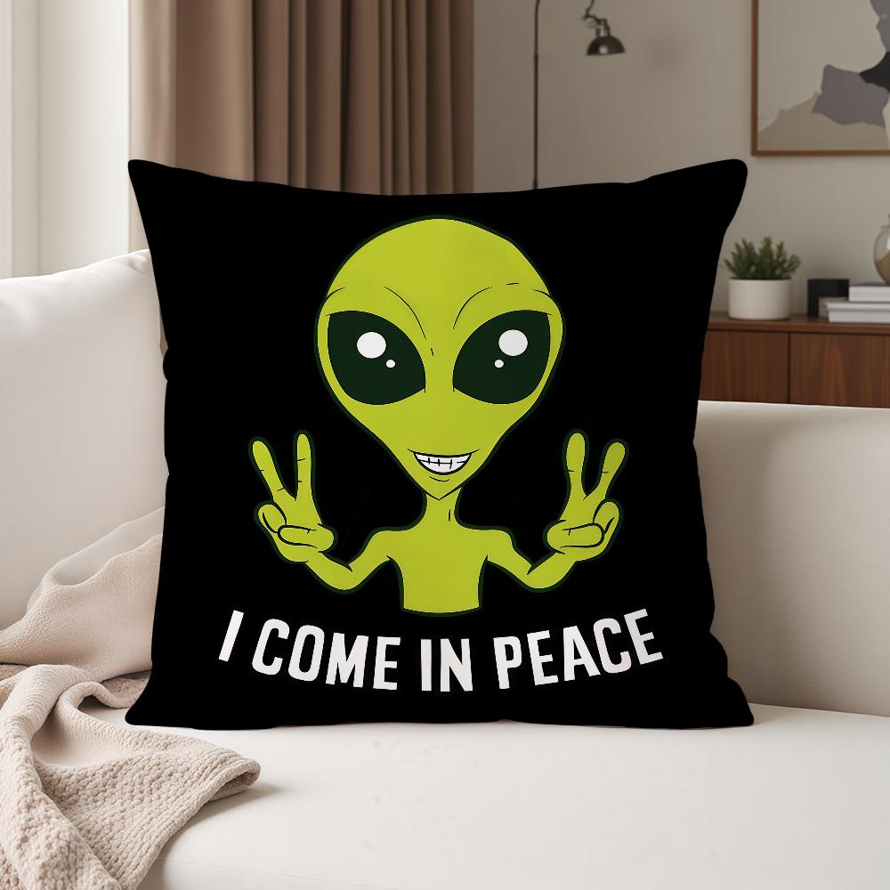 UFO Wir Kommen Zum Feiern Lustige Außerirdische Kissenbezüge Geeignet für Schlafzimmer Wohnzimmer Autos Heimdekoration