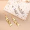 Fashion Stainless Steel Fishbone Drop Earrings Women Men Punk Hip-hop Earrings Club Party Jewelry Gifts