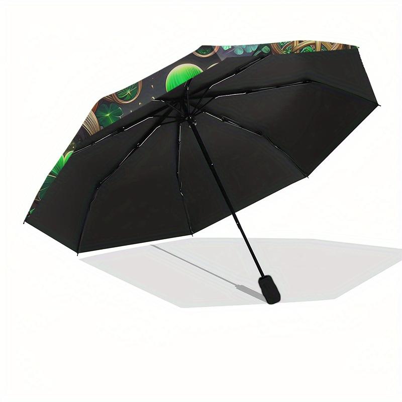 Irish Clover Festival Ornament, Celtic Shamrock Decorative Wall Hanging Umbrella, Cute Umbrella with Cute Design, Portable 3-Fold Compact Umbrella for