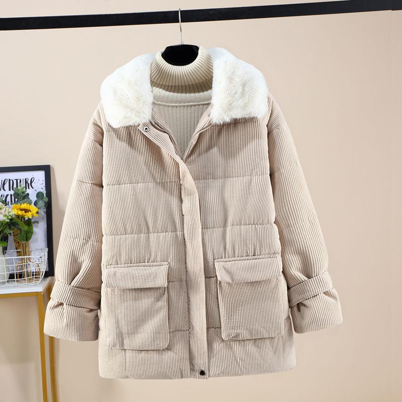 Women's Short Loose Lapel Strip Cotton Clothes, New Cotton-padded Clothes, Winter Warm Jacket