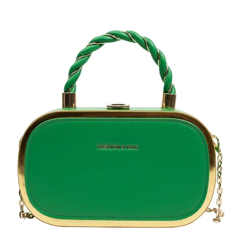 Fashionable Women Chain Box Bag Pu Shaped Small Square Bag Simple Crossbody Bag Portable Handbag Lady Shoulder Bag New Design