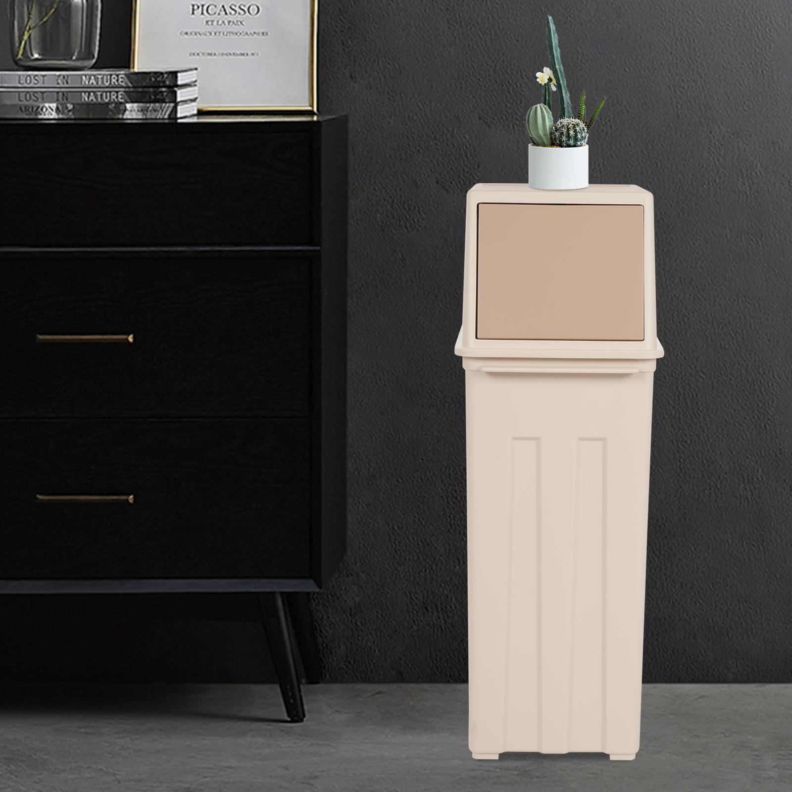 

Узкое высокое кухонное мусорное ведро с крышкой, вместимость 8 галлонов/30 литров, узкое ведро для небольших помещений для ванной комнаты, офиса, хаки, материал PP 30L хаки