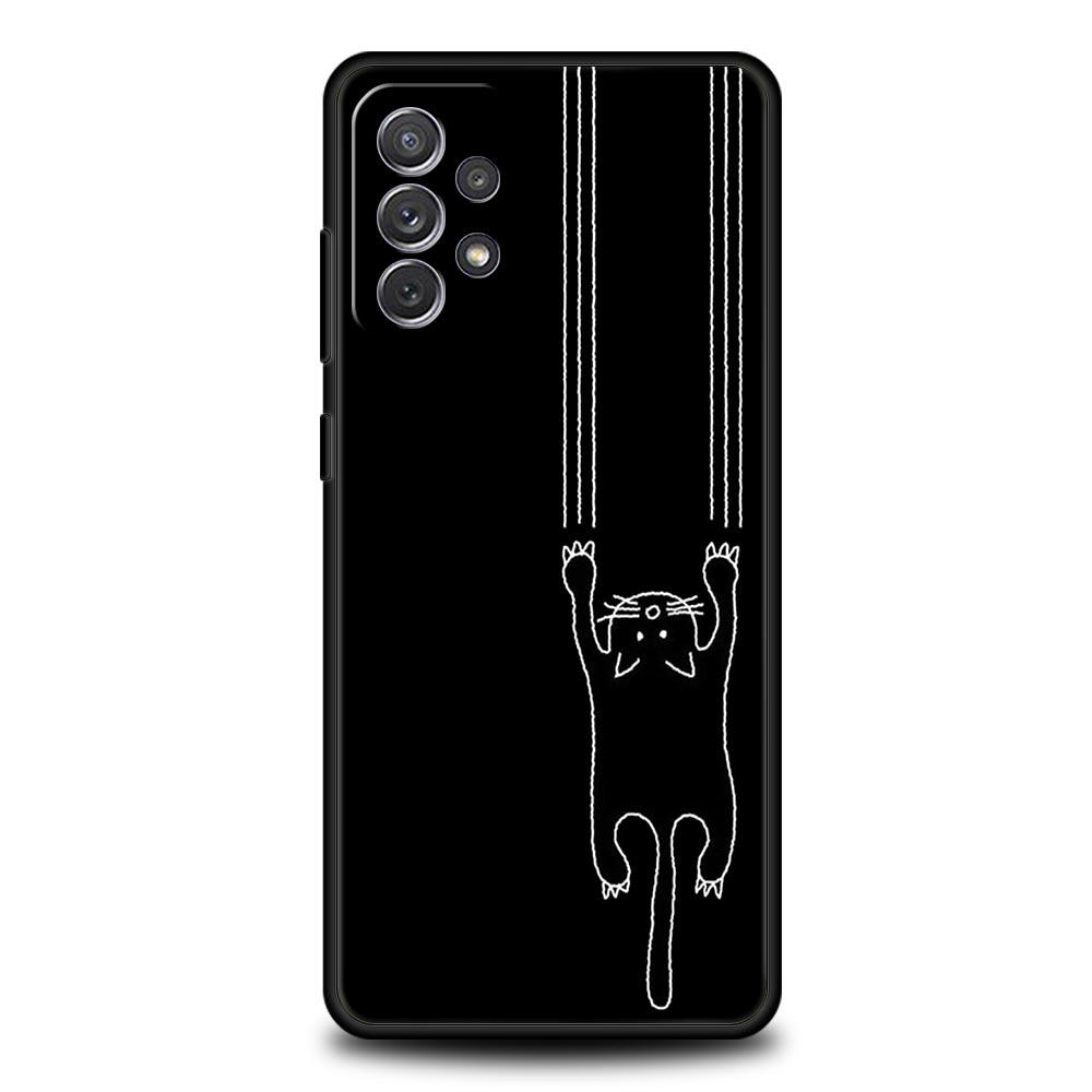 Custodia per Telefono per Samsung Galaxy A15 A13 A51 A71 A41 A31 A21S A03S A05 A35 A55 A23 A25 A33 A53 A73 5G Cover Gatto Nero Cartone Animato Carino