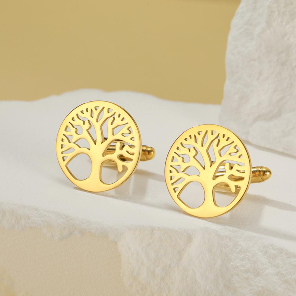 My Shape Manschettenknöpfe für Herren Lebensbaum Manschettenknöpfe Stammbaum Runde Manschettenknöpfe Business Hochzeitsanzug Hemd Edelstahl Schmuck