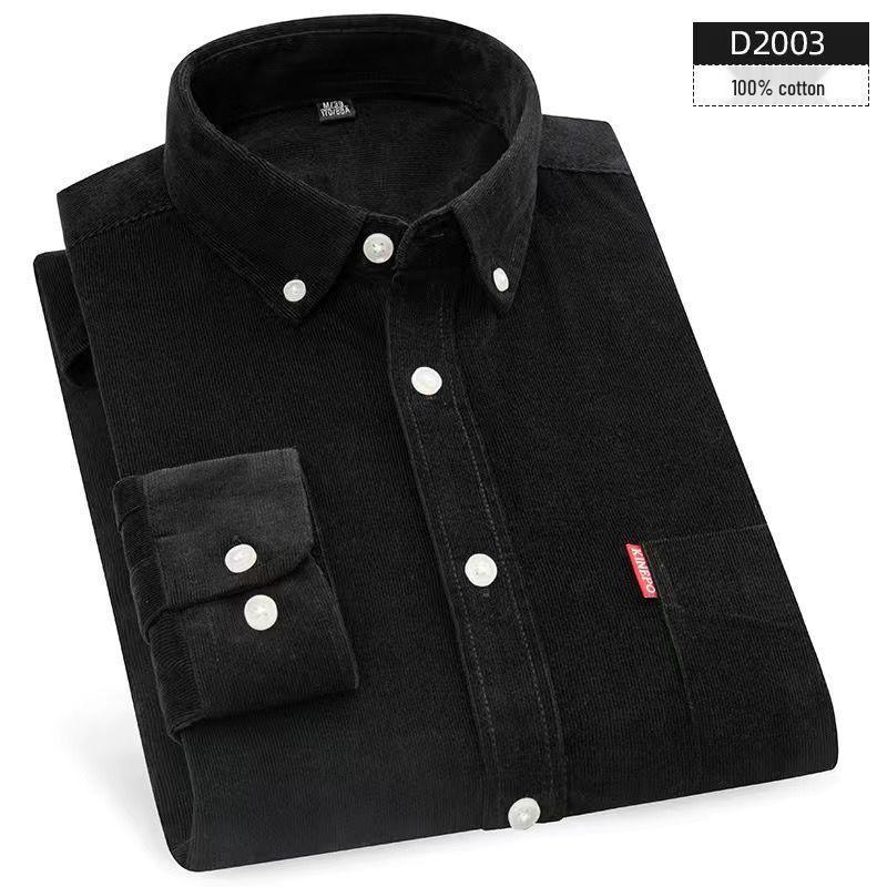 Herren Langarm Cordhemd - 100% Baumwolle, Lässige Passform, Übergröße, Ideal für Herbst & Winter