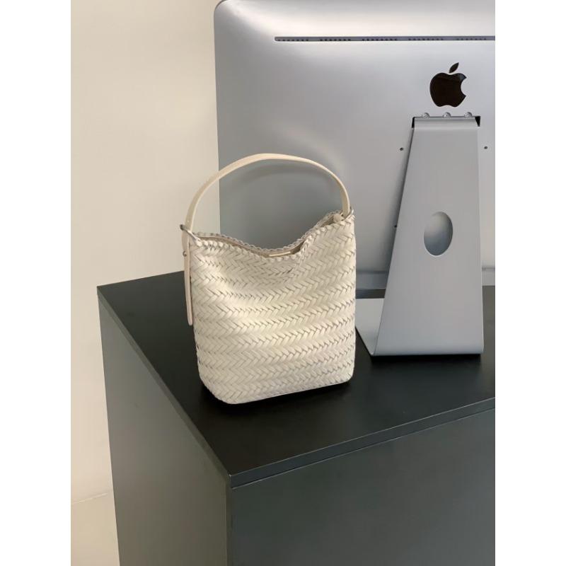 Summer Genuine Leather Women's Bag Handcrafted High-end Woven Single-shoulder Bucket Bag