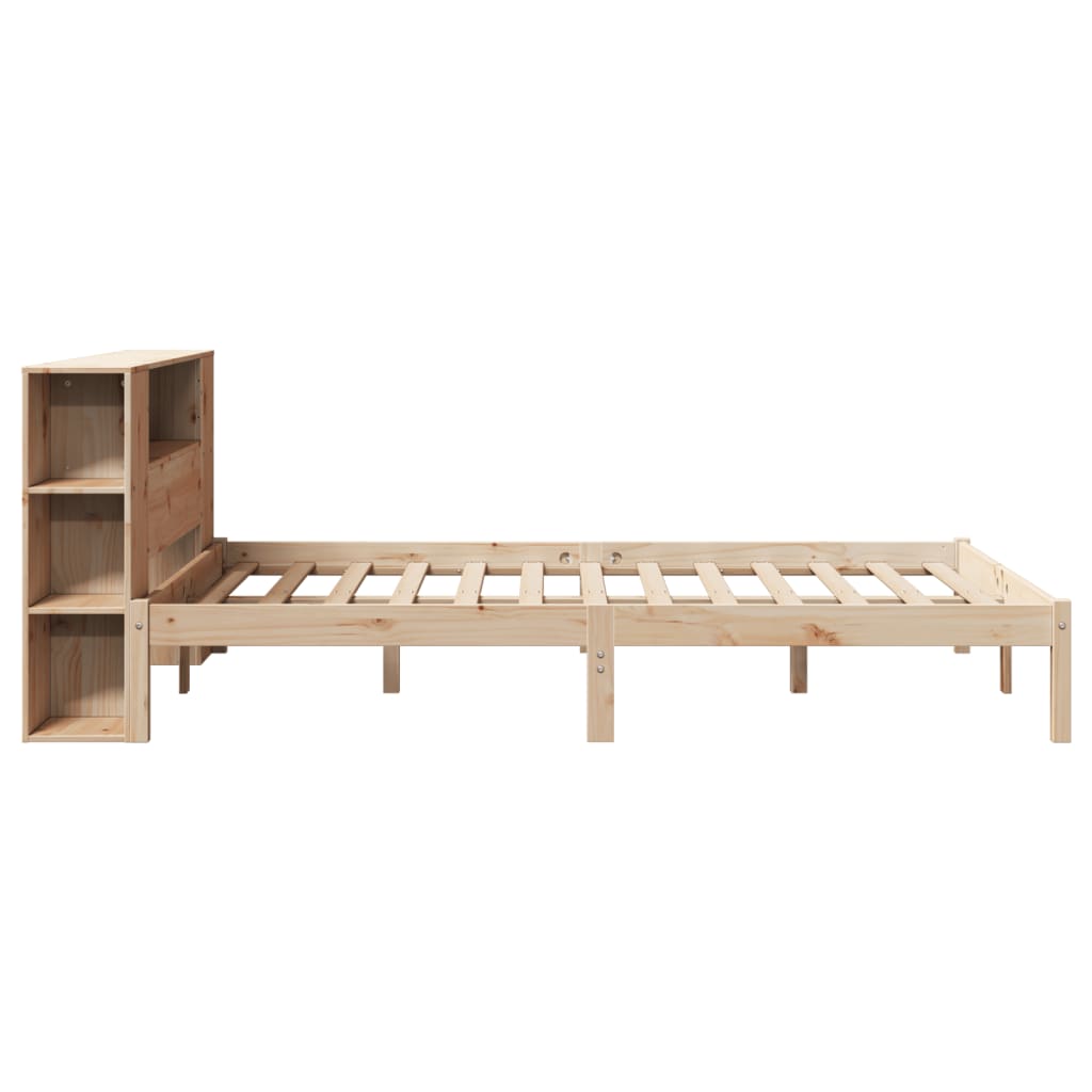 Solid Wood Bed with Shelf Without Mattress 135 x 190 cm Pine Wood