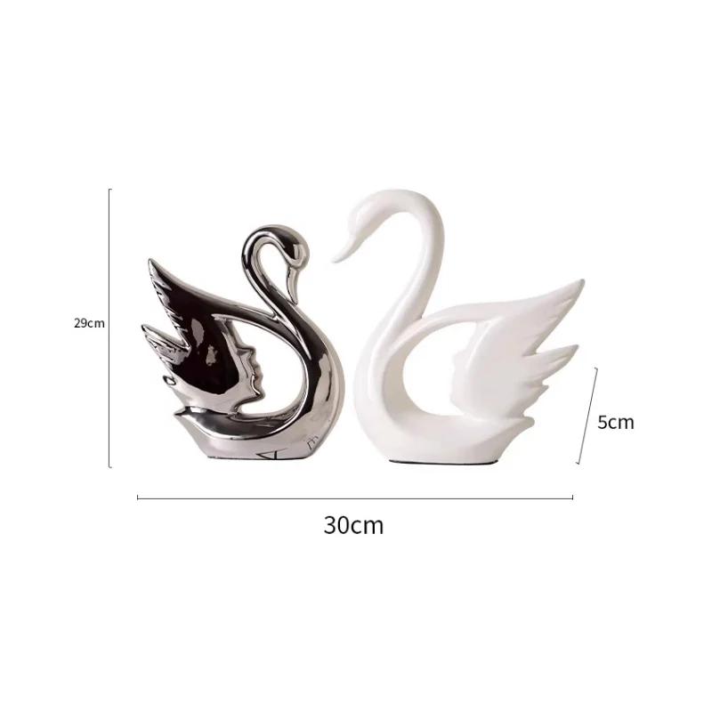 

Resin Swan sculptures figurines home decor ornaments Electroplating crafts living room decorations table decoration Wedding Gift