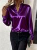 2025 Spring/Autumn Loose V-neck Shirt - Versatile, Simple, Elegant Women's Top