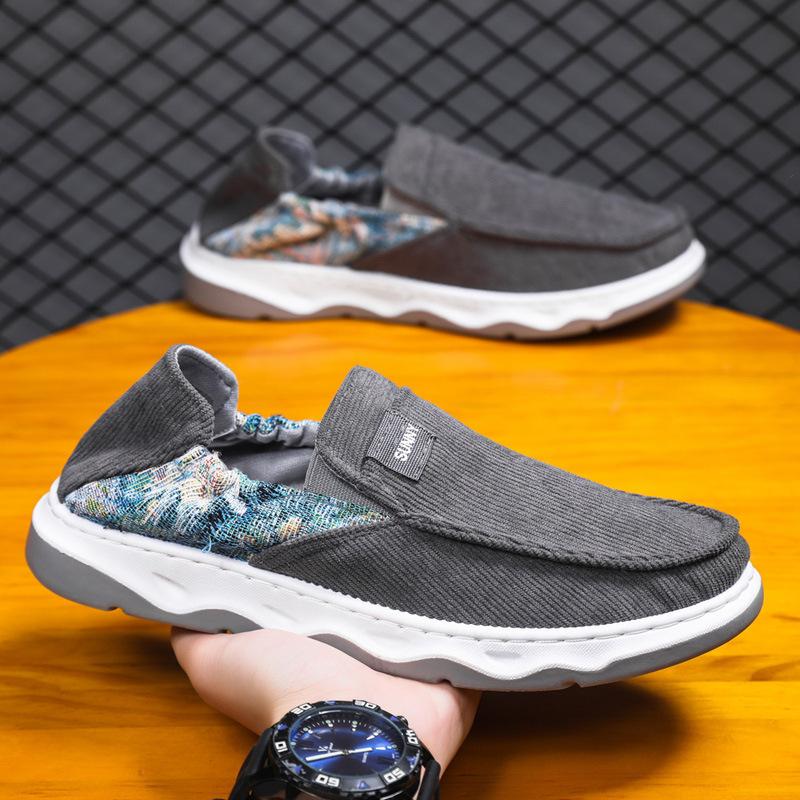 Old Beijing Cloth Shoes Lightweight and Breathable One-foot Laziness Shoes Men's Shoes Summer Embroidered Cloth Shoes Driver Driving Shoes
