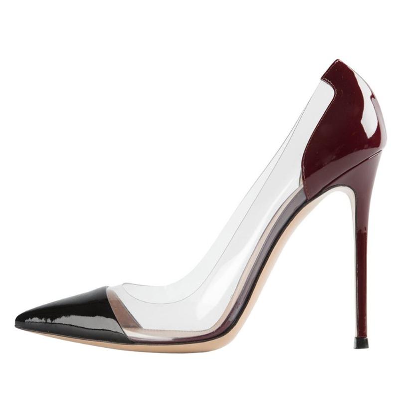 Hot-selling Pointed Splicing Transparent Cm High-heeled Women's Versatile Single Shoes
