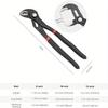 3‑Piece Quick Release Groove Joint Water Pump Pliers Set, Drop Forged Chrome Vanadium Steel, 8/10/12 Inch Black Hand Tool for Plumbing Repair
