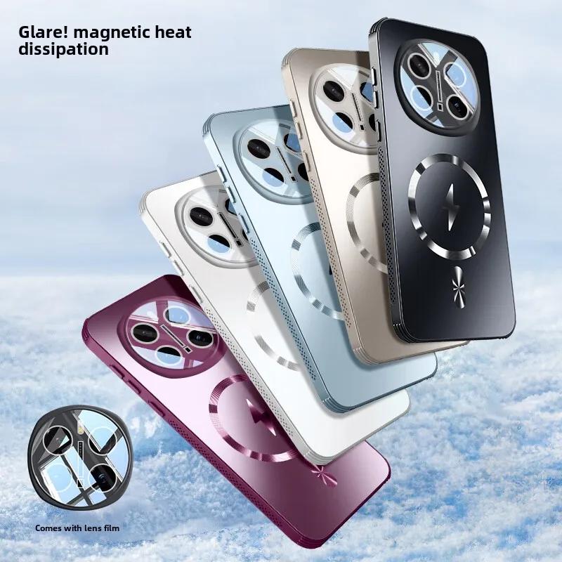 Magnetic Phone Case for Honor Magic 7 Pro, Heat Dissipation Matte Cover, Full Protection, Anti-Fall, Lens Protector