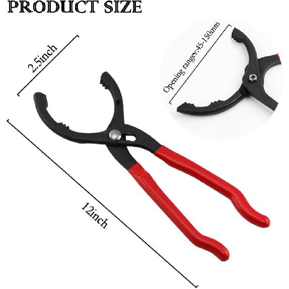 Salior 12'' Oil Filters Removal Specialty Tool Oil Filter Wrench,3-Position Adjustable+15°Bent Angle Head Design Oil Filter Pliers For 45-150Mm