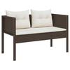 Garden Sofa Set with Cushions 6 pcs Brown and Cream Poly Rattan