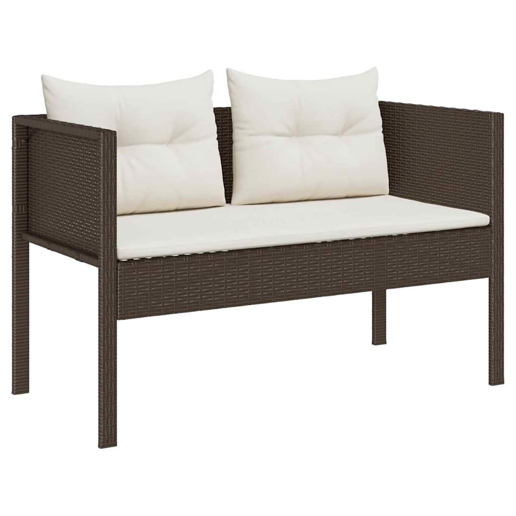 Garden Sofa Set with Cushions 6 pcs Brown and Cream Poly Rattan