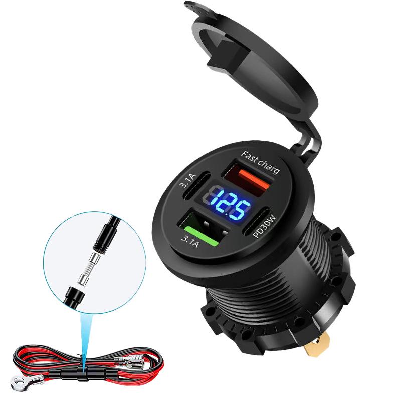 12-24V Fast Charging Car & Motorcycle Adapter with Cigarette Lighter Port