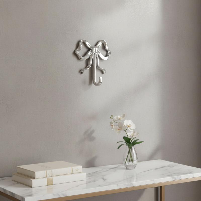 1 Set Solid Towel Holder Luxury Bowknot Wall Hook Rack For Bathroom Bedroom Living Room Kitchen Elegant Home Decor Accessory