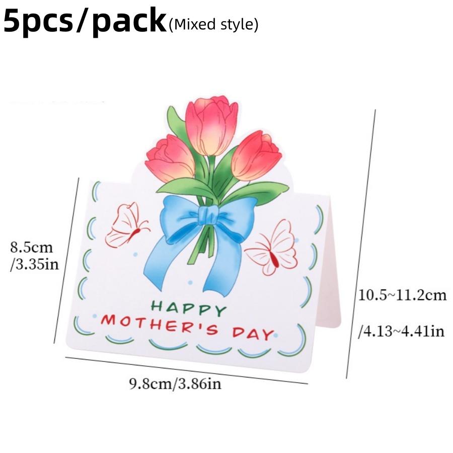 

5 шт. Смешанные 3D поздравительные открытки на День матери Гвоздика Тюльпан Роза Складные открытки на День матери Кондитерская Цветочный магазин Благословение Приглашение
