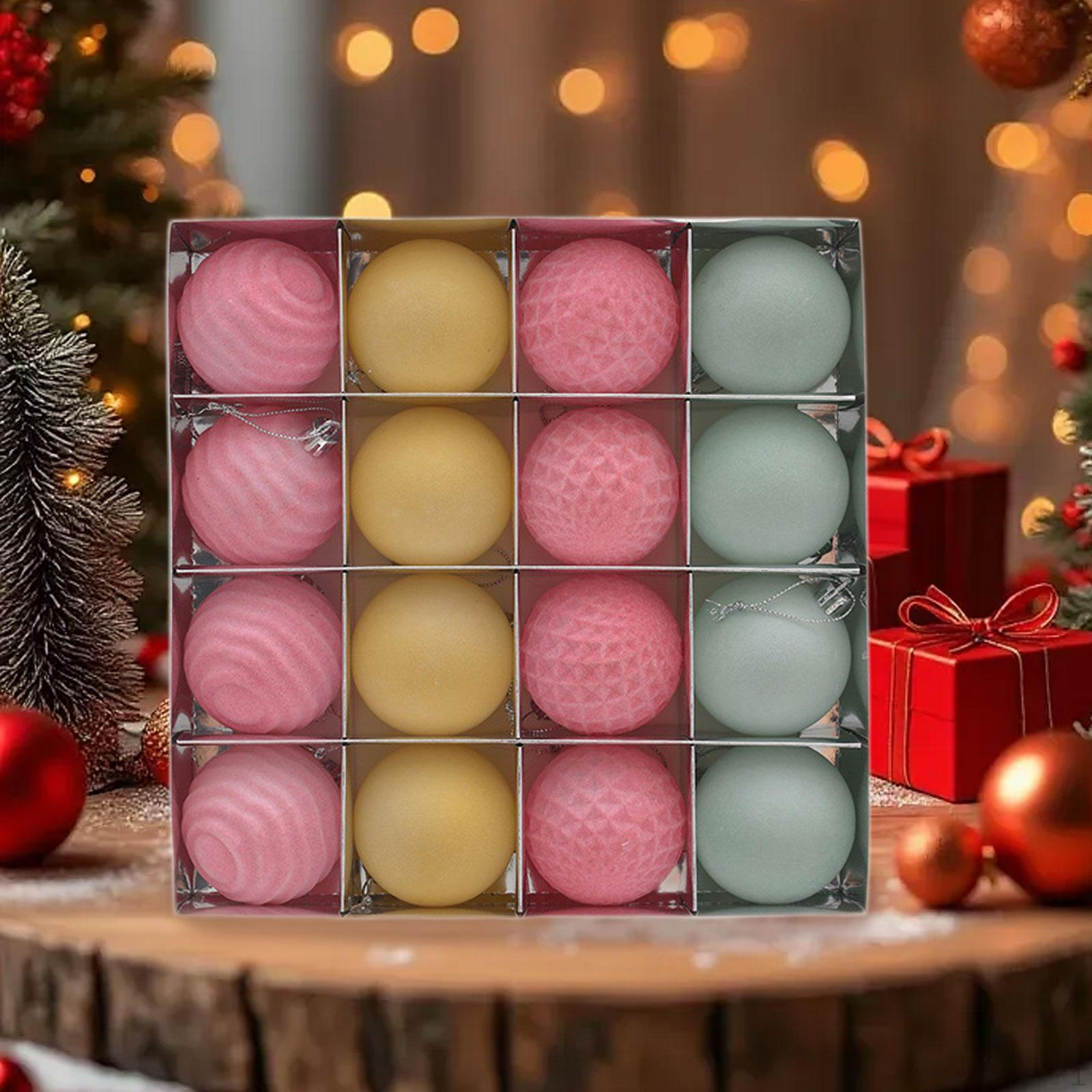 

16 Pieces Christmas Ball Ornaments Pendant Drops Tree Hanging Pink Yellow Blue