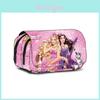 Barbie Cartoon Doublelayer Storage Bag With Polyester Material For School Use
