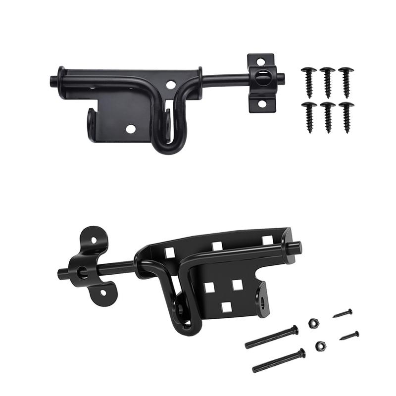 Slide Bolt Gate Latch Iron Bolt Sliding Lock Black Bolt Gate Lock with Screws for Outdoor Doors Sheds Barn Door Home Hardware 1p
