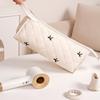 Cute Quilting Cotton Hair Dryer Storage Bag with Handle Dustproof Curler Storage Bag Portable Soft Carrying Case for Travel