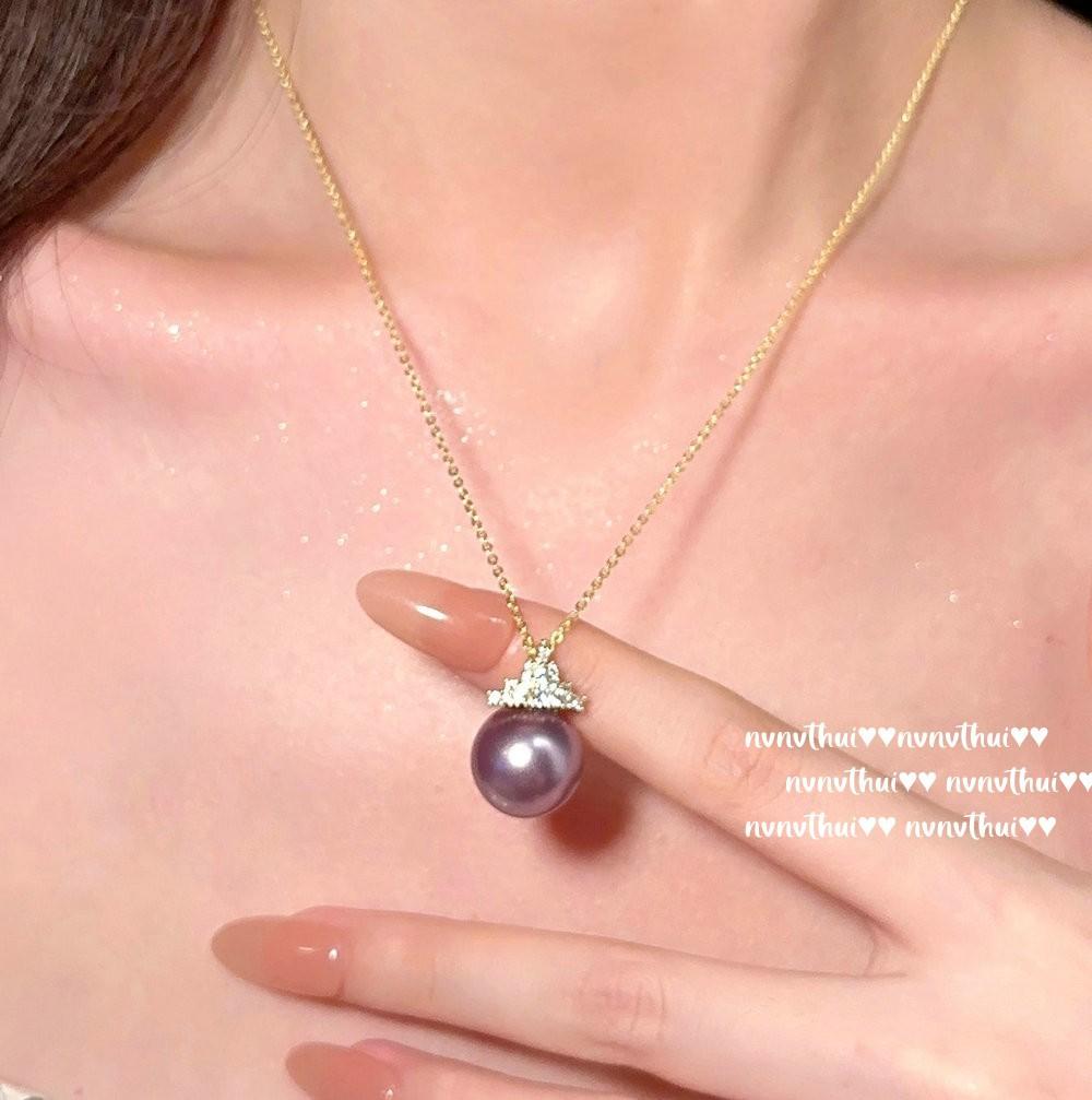 Эдисон, Жемчужное ожерелье цвета фиолетового винограда «Королевская драгоценность», Таити, Набор серег «Королева глубоководных бусин»