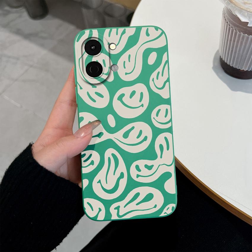 Cute Smiley Face Pattern Fashion Case For Tecno Spark Go 3 2 1S 30 40 40C Pova 7 Ultra Pro Neo Phone Cover Soft Liquid Silicone Non Slip Durable Shell