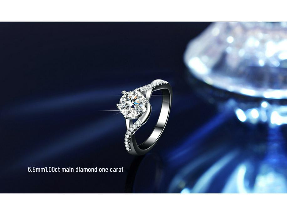 High-End Sterling Silver Moissanite Jewelry Set: Women's Necklace, Ring, and Earrings