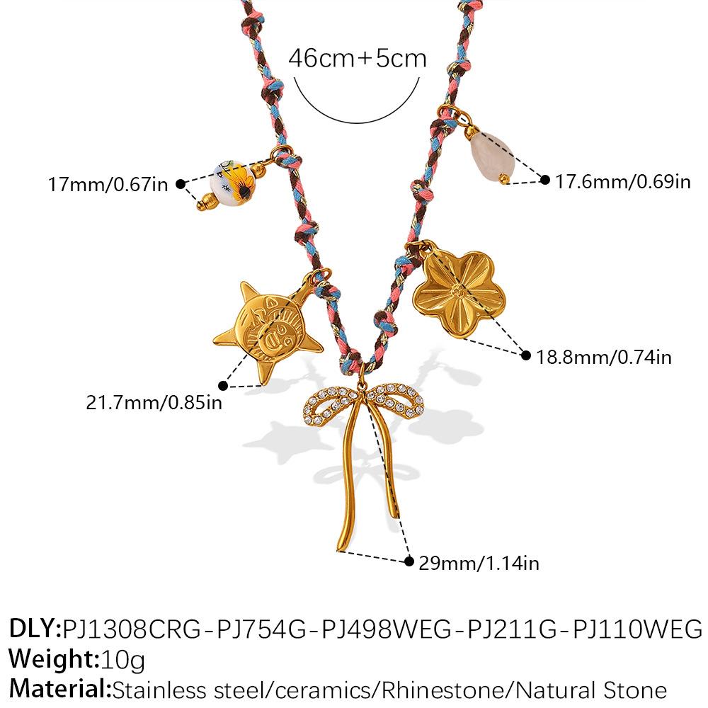 Summer Vacation Wind Dopamine Girl Heart Woven Color Rope Diy Diverse Pendant Bracelet Necklace Jewelry Set