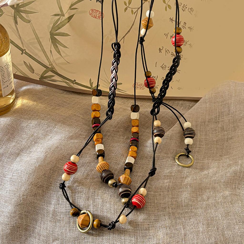 Adjustable Wood Bead Rope Belt Bohemian Braided Waist Chain Belt for Dresses Pants Women Girl Fashion Waist Decors