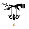 Halloween Decorations Wall Mounted Hanging Bell, Clear Sound Ghost/Bat Decorative Home Decor Dinner Bell for Outdoor Front Door Garden Porch