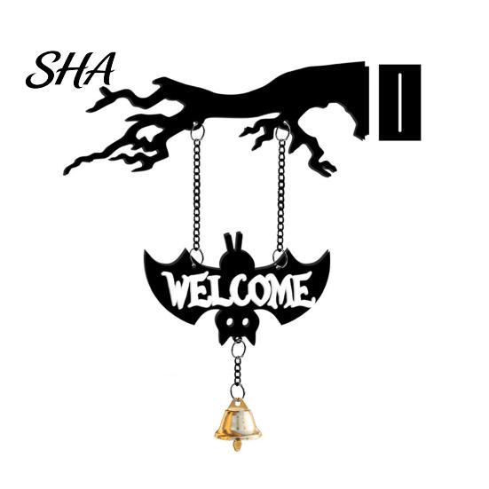 Halloween Decorations Wall Mounted Hanging Bell, Clear Sound Ghost/Bat Decorative Home Decor Dinner Bell for Outdoor Front Door Garden Porch