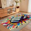Rainbow Color Raised Fist Colorful Rug, Graffiti Fist Declare Sovereignty Art Carpet, Non-Slip Washable Carpet, Suitable