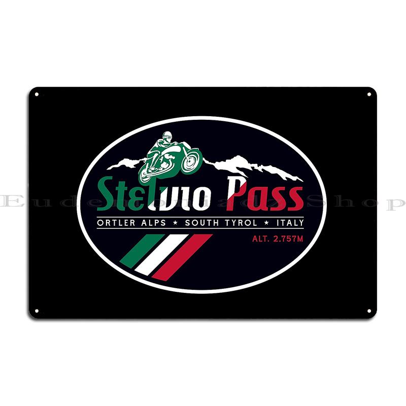 

Passo Di Giau Stelvio Pass Retro Motorcycle T Shirt Sticker Italy Flag Colors Metal Printed Home Wall Mural Club Tin Sign Poster 40x30cm